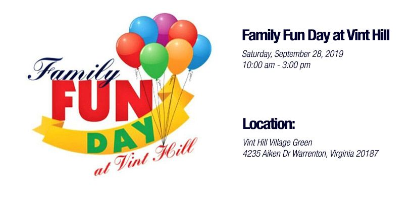 Join us at the Family Fun Day at Vint Hill: 28th of September 2019