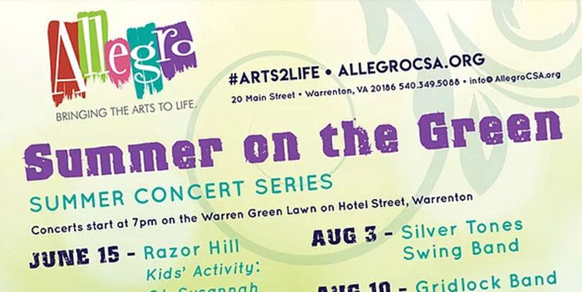 We are sponsoring "Pan Masters Kids' Activity: Drums Alive!" at the "Summer on the Green": 20th of July 2019, Warrenton